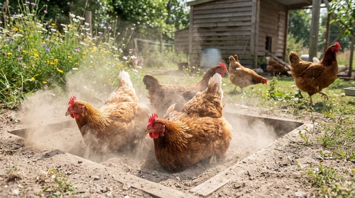 Il segreto dei bagni di polvere: come le tue galline ritroveranno vitalità dopo l'inverno